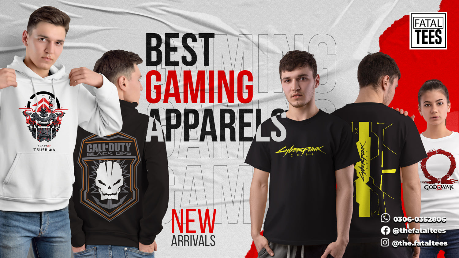 Image of a person wearing stylish and trendy gaming apparel, including t-shirts, hoodies, and jackets. The clothing features popular gaming characters, logos, and designs, perfect for gamers and gaming enthusiasts. The apparel is designed with high-quality materials and comfortable fits, making it ideal for both casual and competitive gaming.