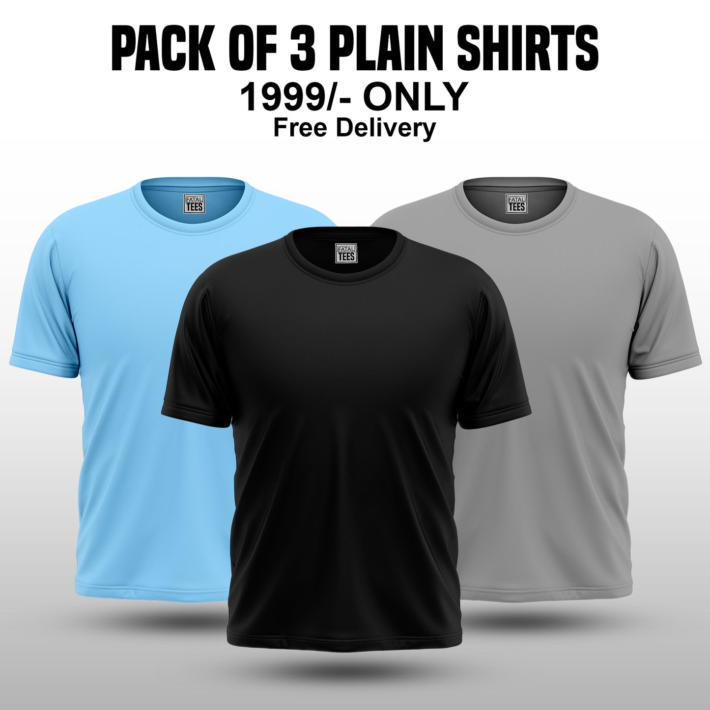 Pack of 3 Plain T-Shirts