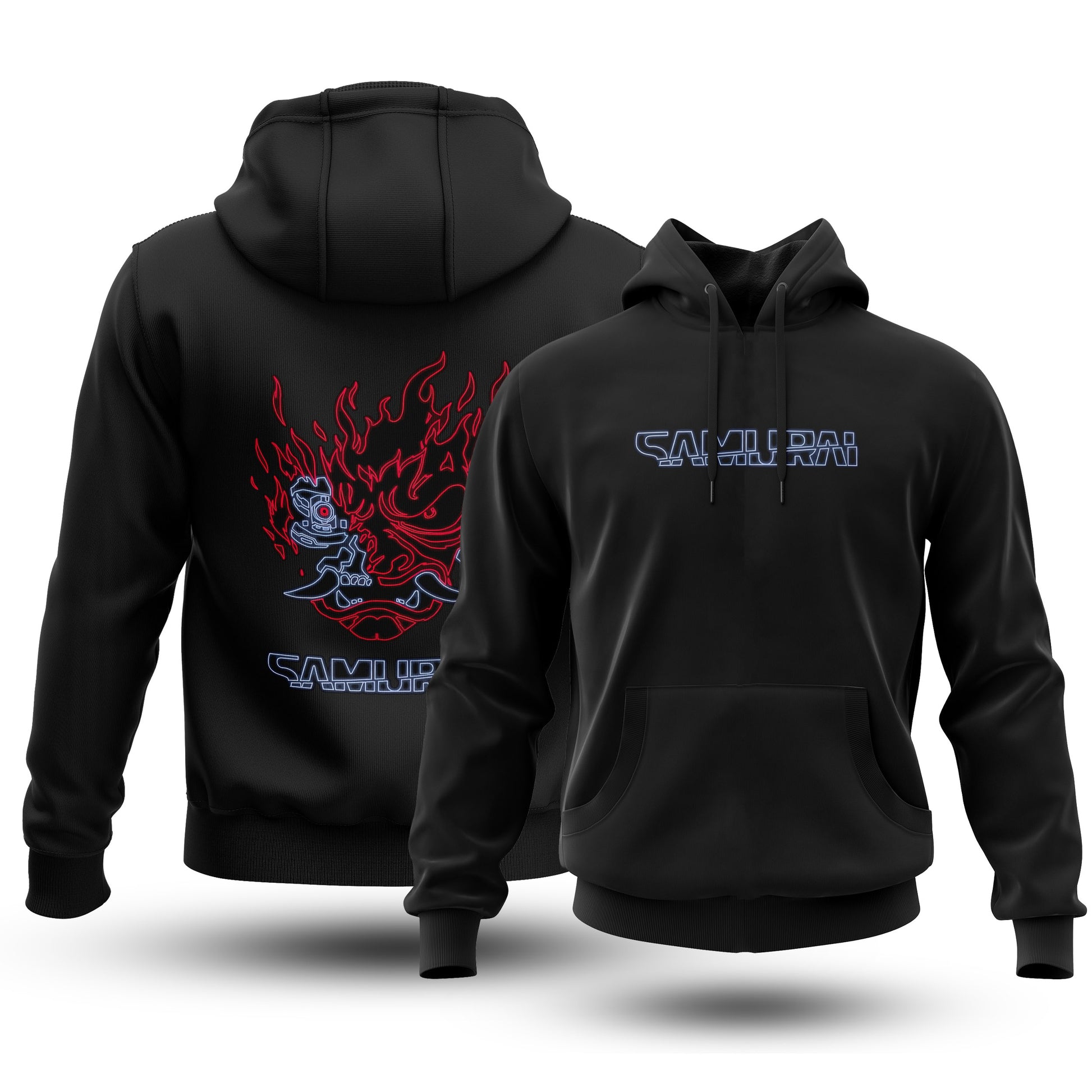 Cyberpunk Samurai Neon Hoodie Fatal Tees