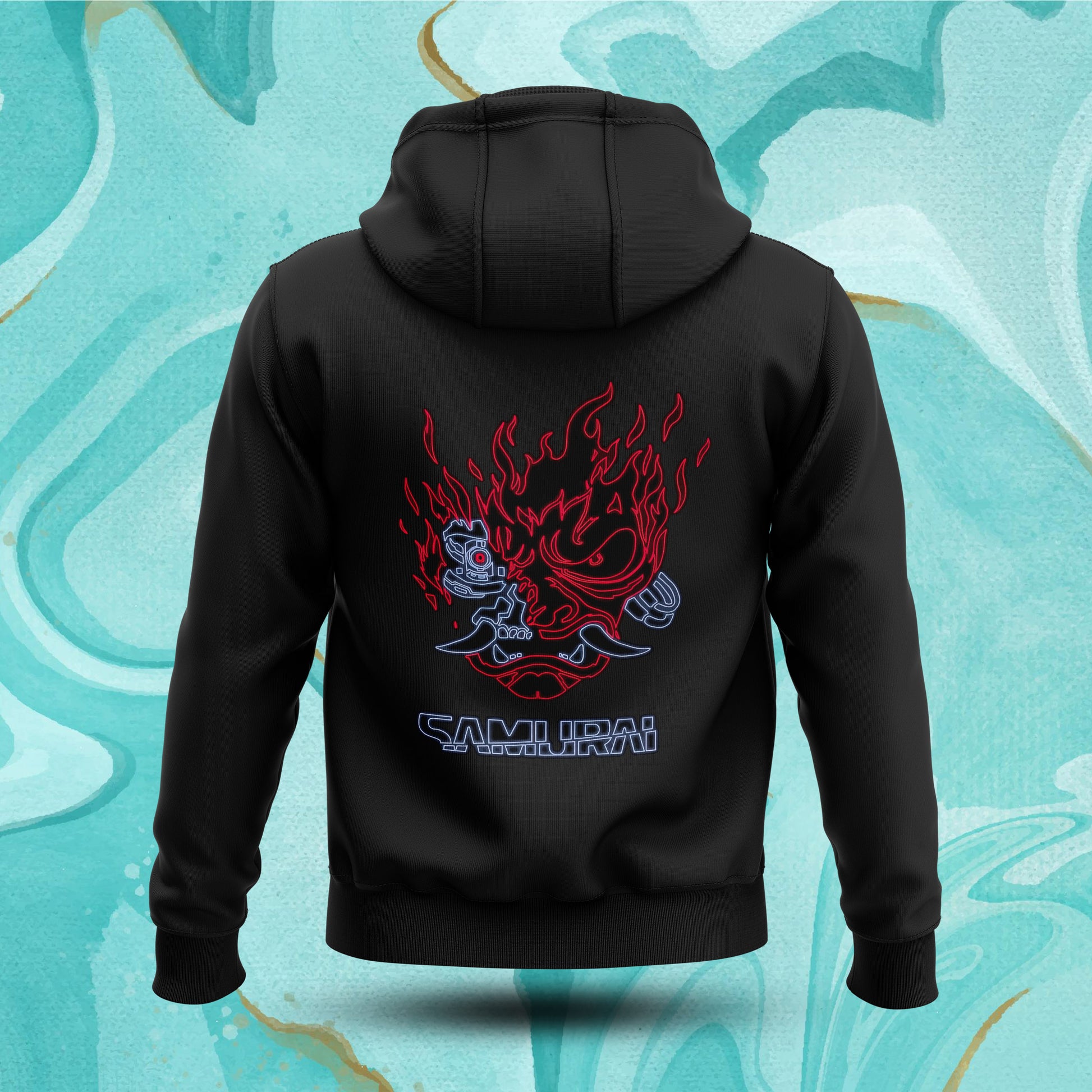Cyberpunk Samurai Neon Hoodie Fatal Tees