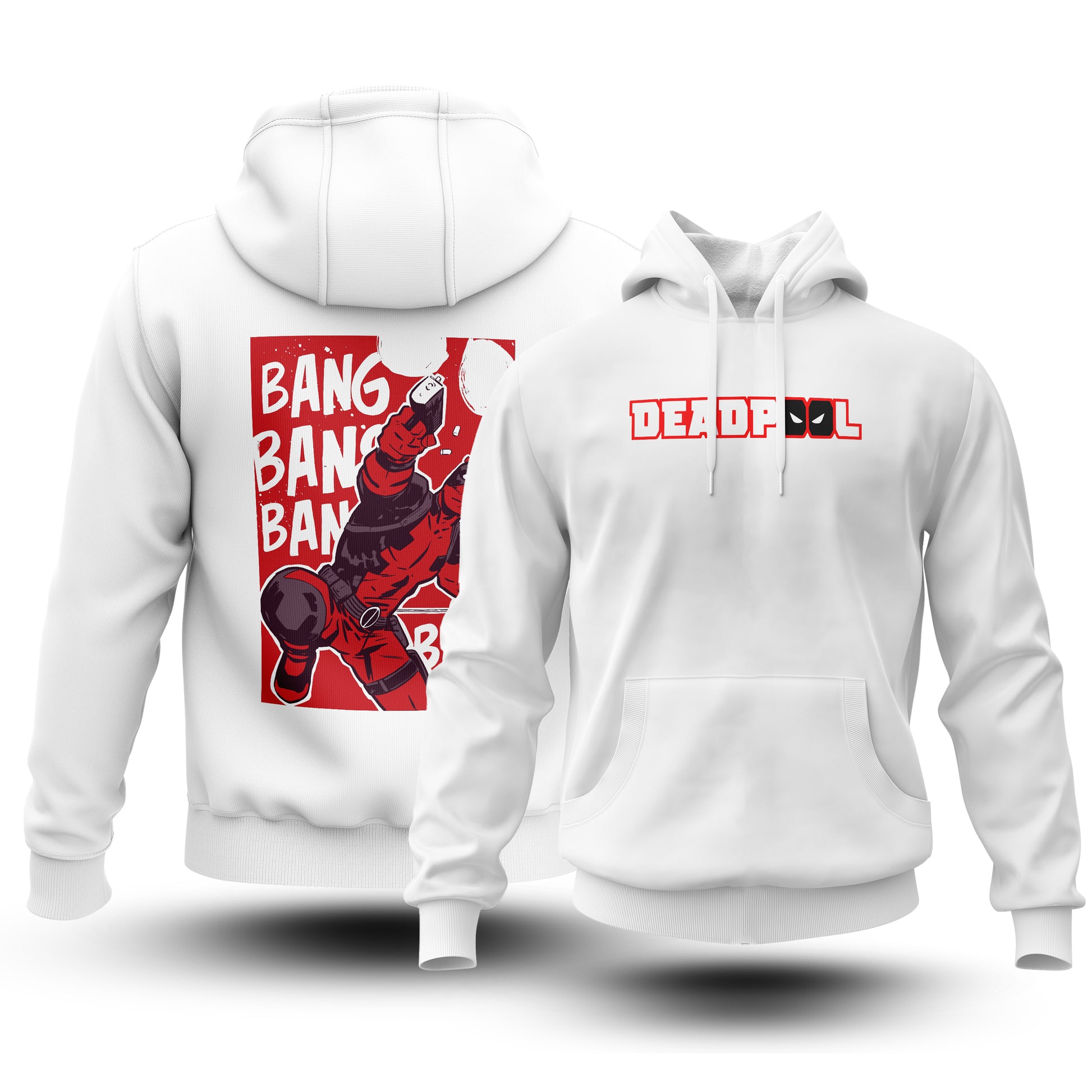 Deadpool Bang (White) Hoodies Fatal Tees