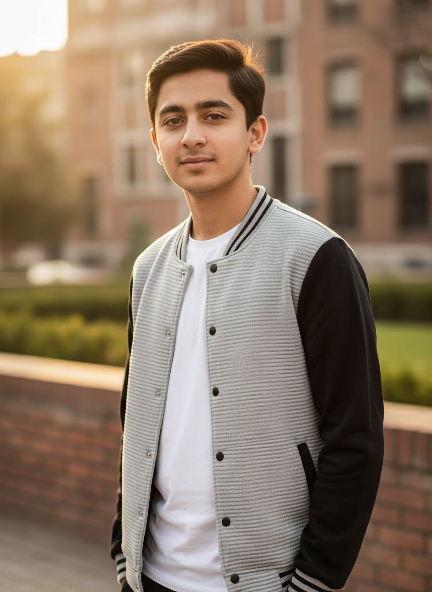 The Ultimate Unisex Varsity Jacket: Grey & Black Quilted Texture Bomber