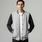 The Ultimate Unisex Varsity Jacket: Grey & Black Quilted Texture Bomber