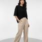 Ladies' Beige Baggy Flapper Trousers | Wide Leg High Waisted Pants