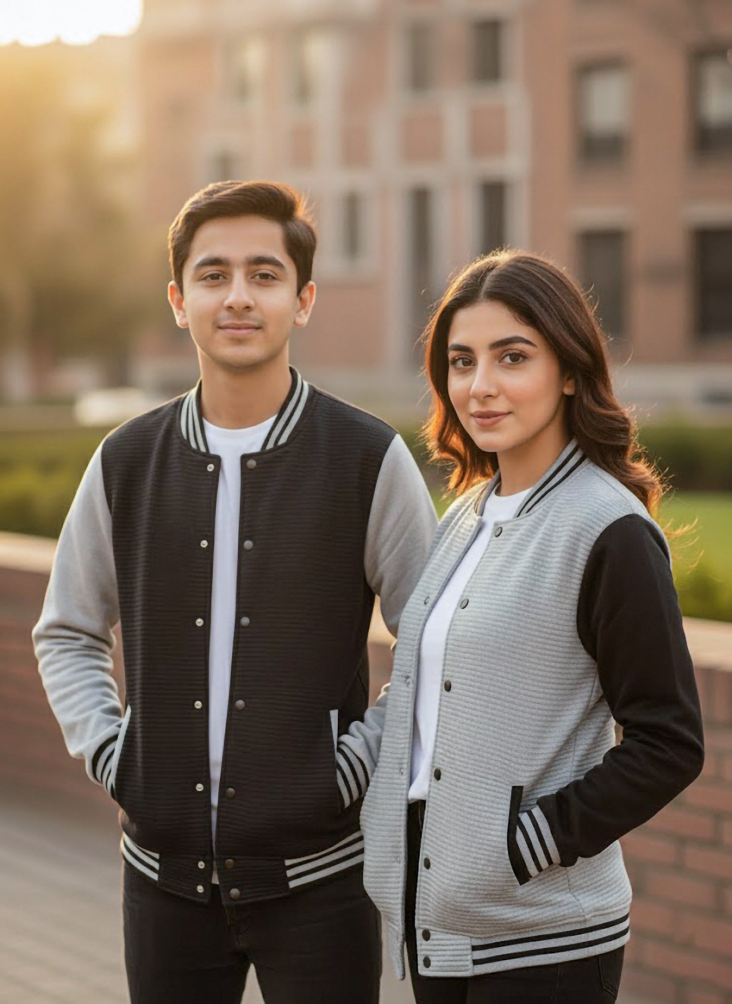 The Ultimate Unisex Varsity Jacket: Grey & Black Quilted Texture Bomber