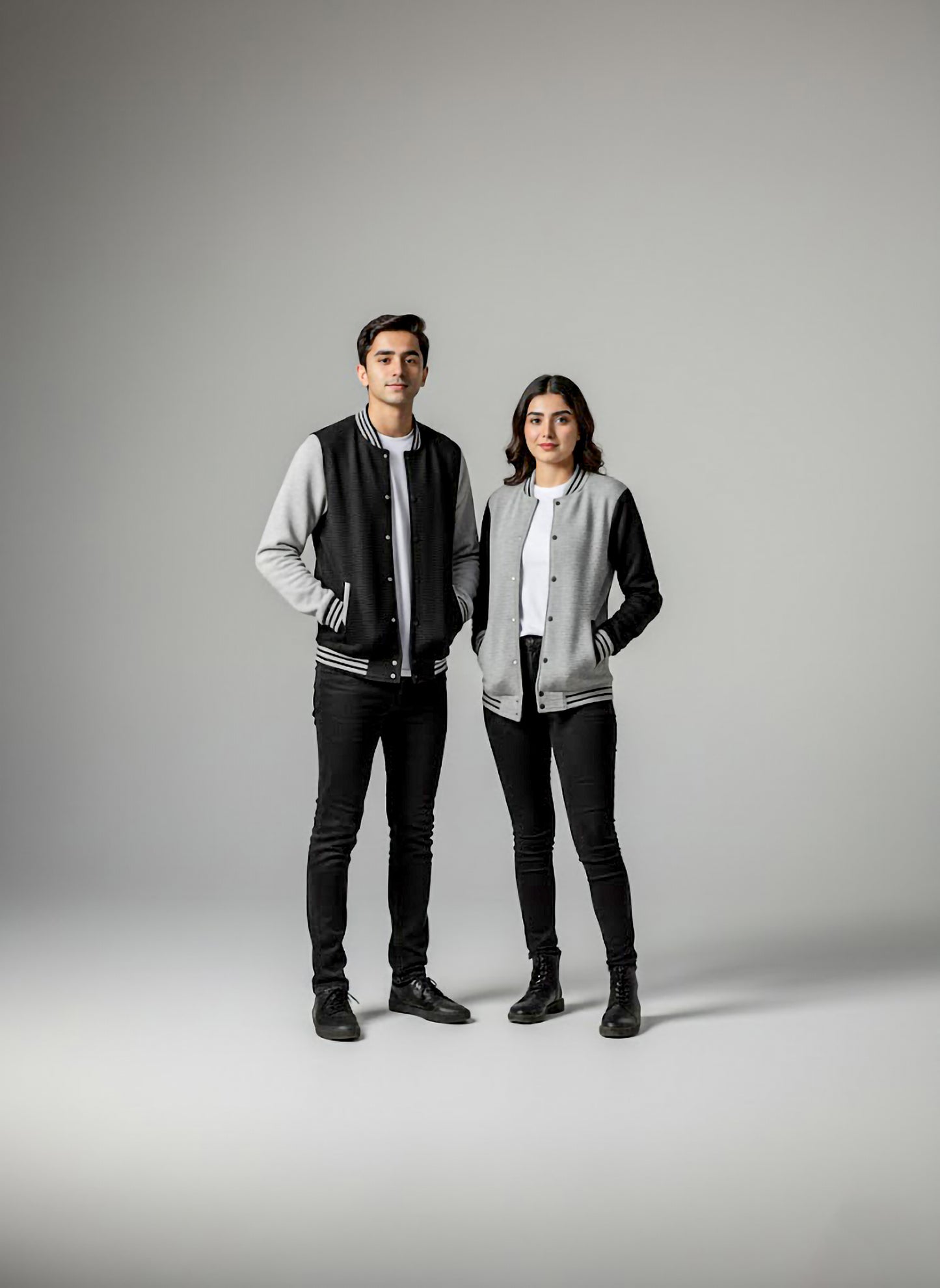 The Ultimate Unisex Varsity Jacket: Black & Grey Quilted Texture Bomber