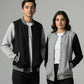The Ultimate Unisex Varsity Jacket: Grey & Black Quilted Texture Bomber