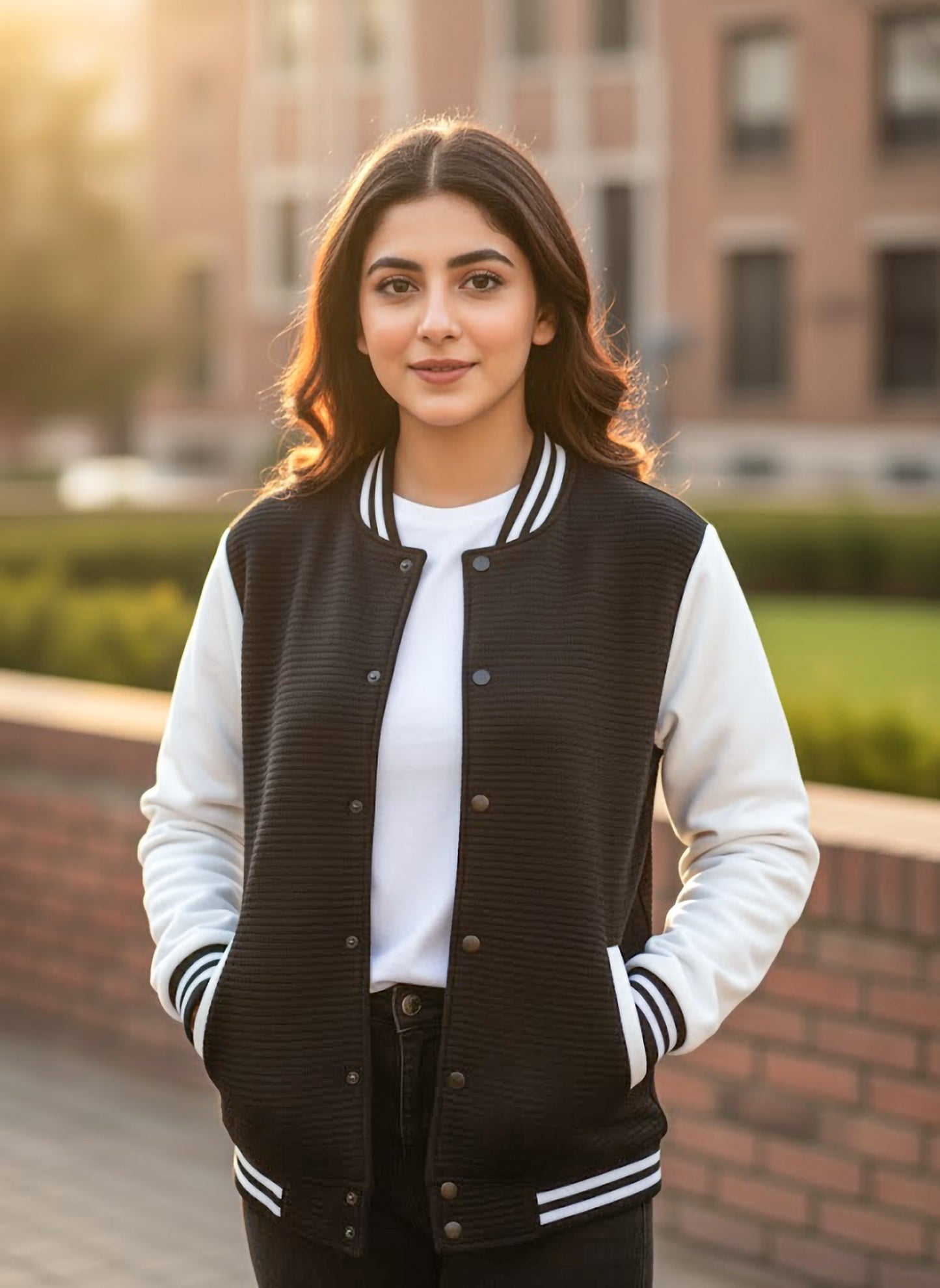 The Ultimate Unisex Varsity Jacket: Black & Grey Quilted Texture Bomber