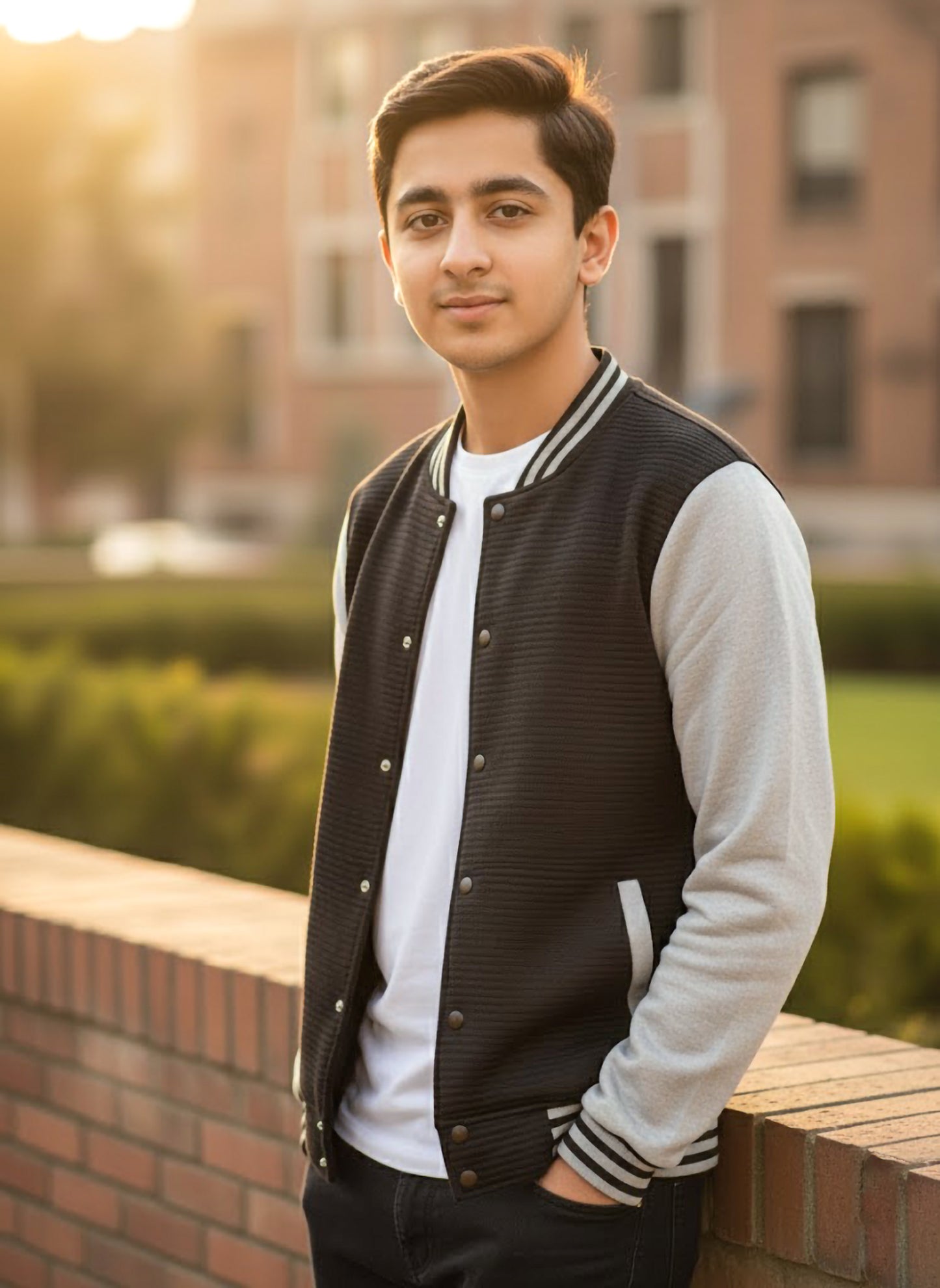 The Ultimate Unisex Varsity Jacket: Black & Grey Quilted Texture Bomber
