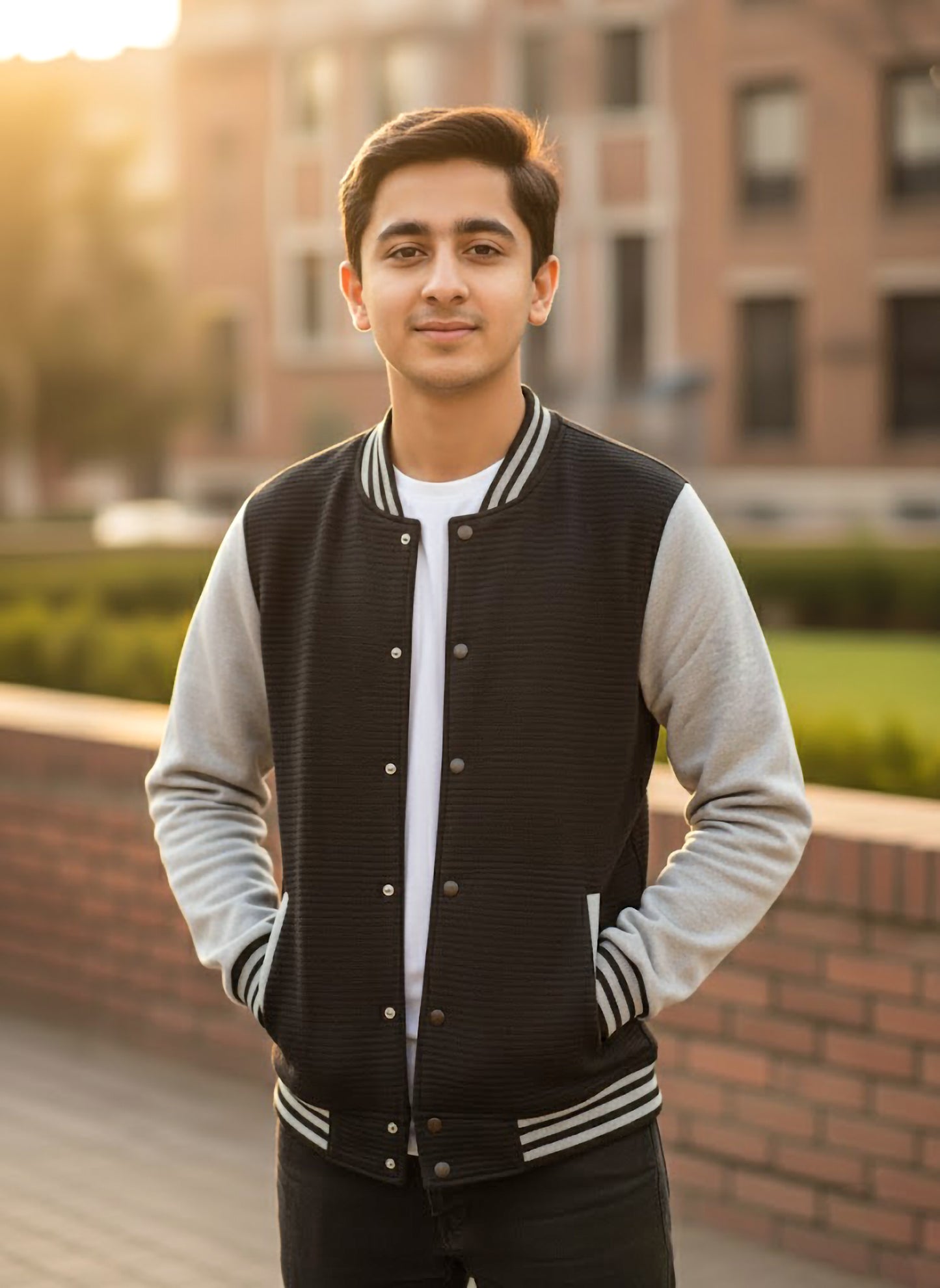 The Ultimate Unisex Varsity Jacket: Black & Grey Quilted Texture Bomber