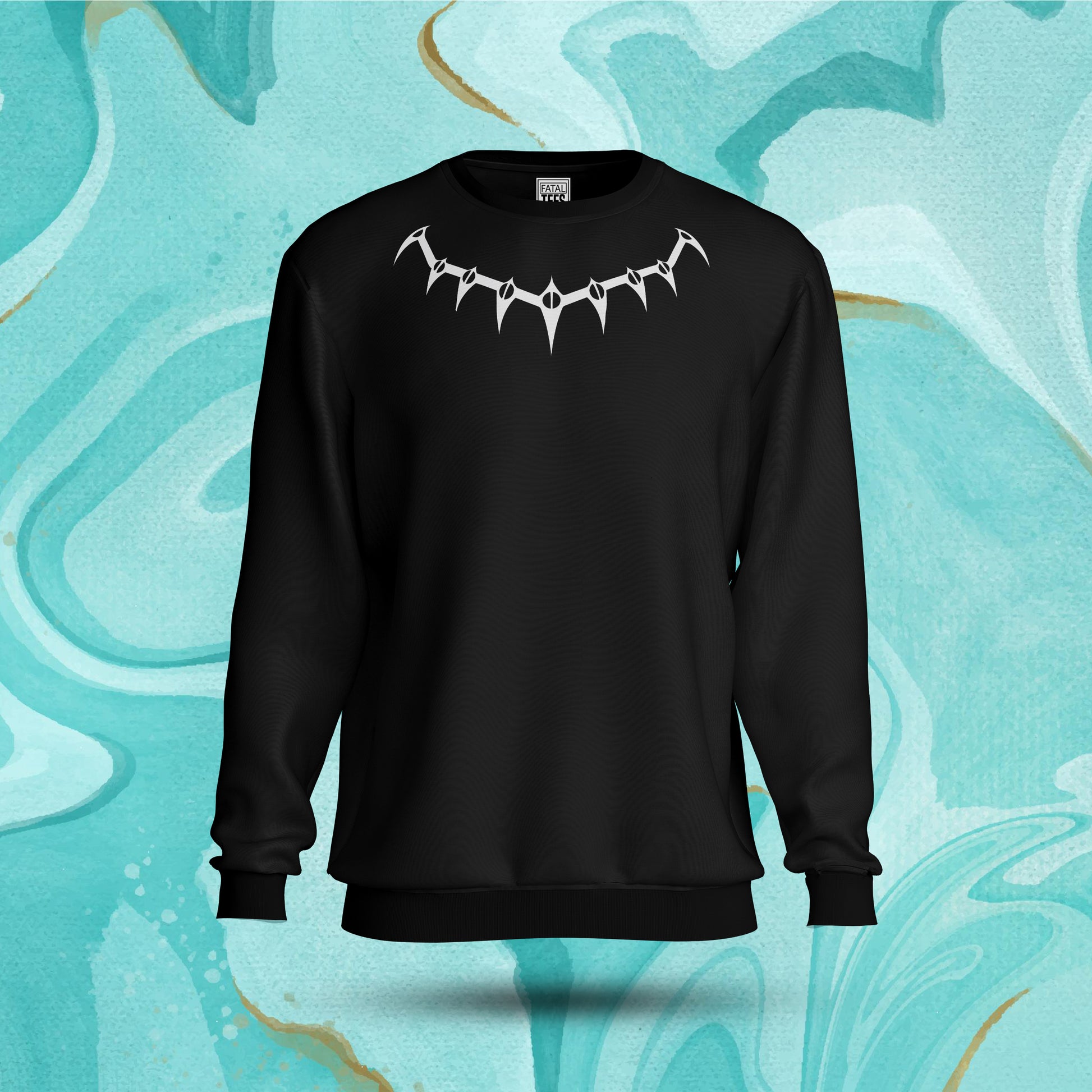 Black Panther Necklace Sweatshirt Fatal Tees